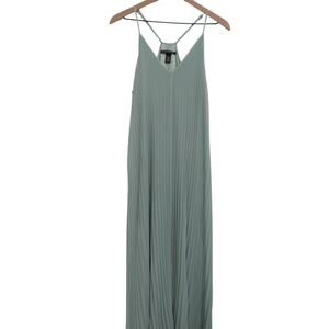 Victoria's Secret Womens Sz L Light Green Pleated Maxi Dress Boho Flowy Romantic